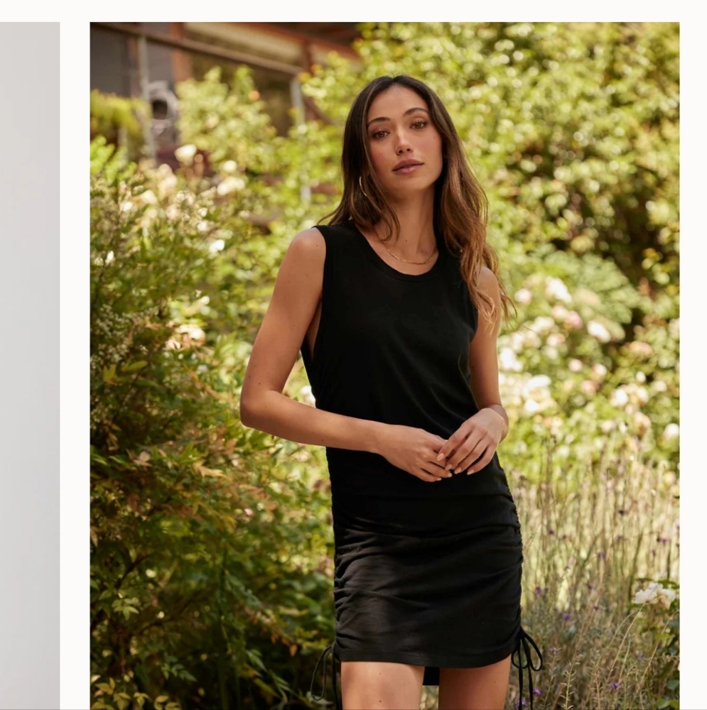 Black Sleeveless Ruched Dress SOL ANGELES